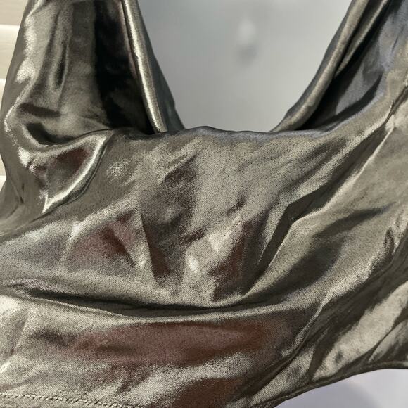 Zara Metallic Silver and Black Cowl Neck Top - Picture 6 of 6
